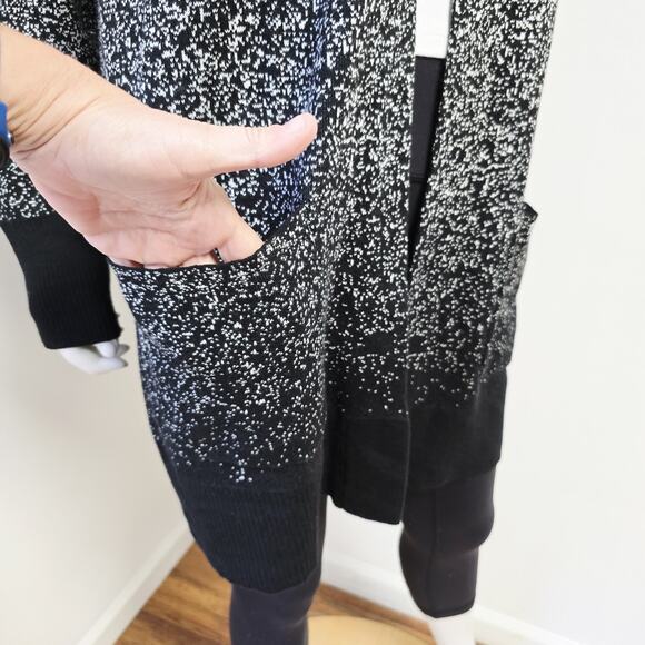 Chicos Zenergy Cardigan Sweater Size 2 L Ombre Gray Black Hooded Cotton Cashmere - Picture 6 of 9
